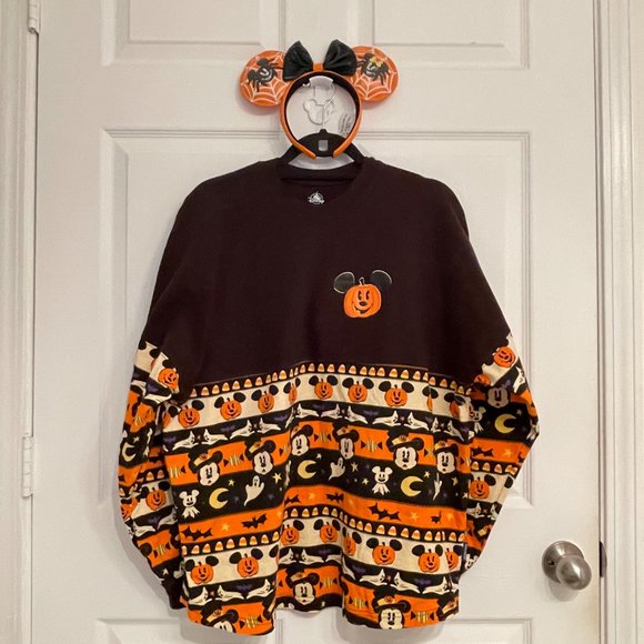 SET: Disney Halloween Spirit Jersey & Loungefly Minnie Headband GLOW-IN-DARK - Picture 1 of 9